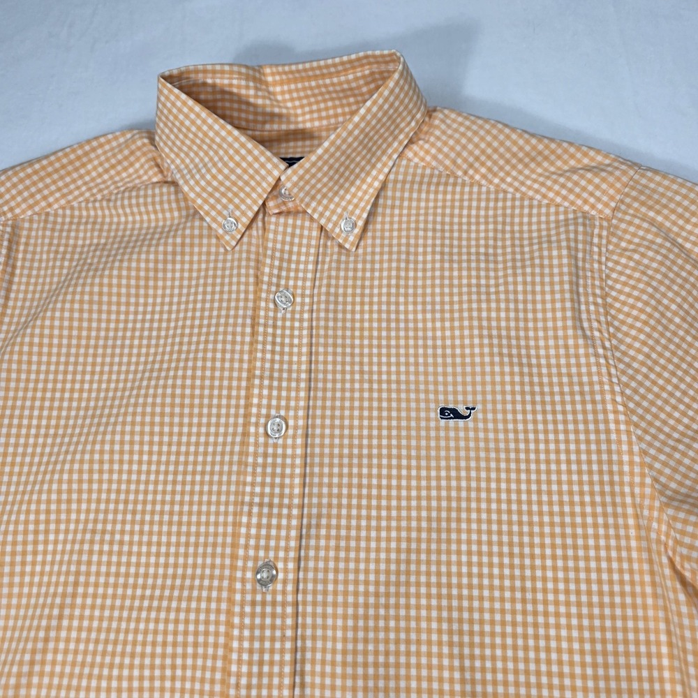 Vineyard Vines Men's Slim Fit Whale Shirt S Orange Button Up Long Sleeve Cotton